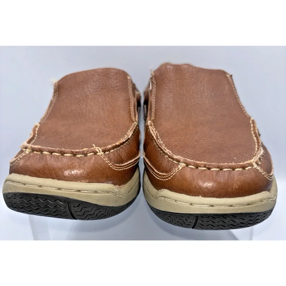 Guide Gear Leather Tan Slip On Boat Shoes Mens Sz 10 Brown Gently Worn Clean EUC